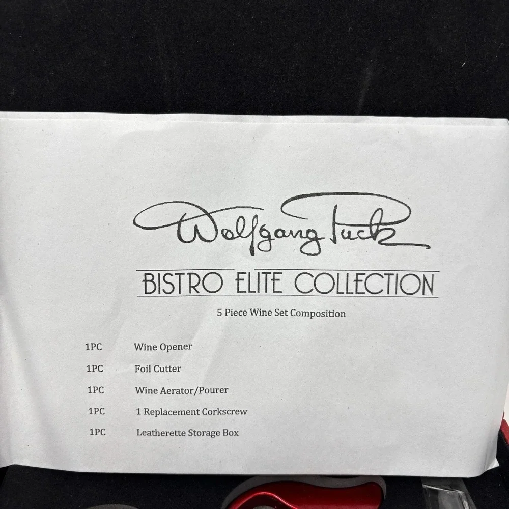 Wolfgang Puck 5-Piece Wine‎ Set New Red Bistro Elite Collection